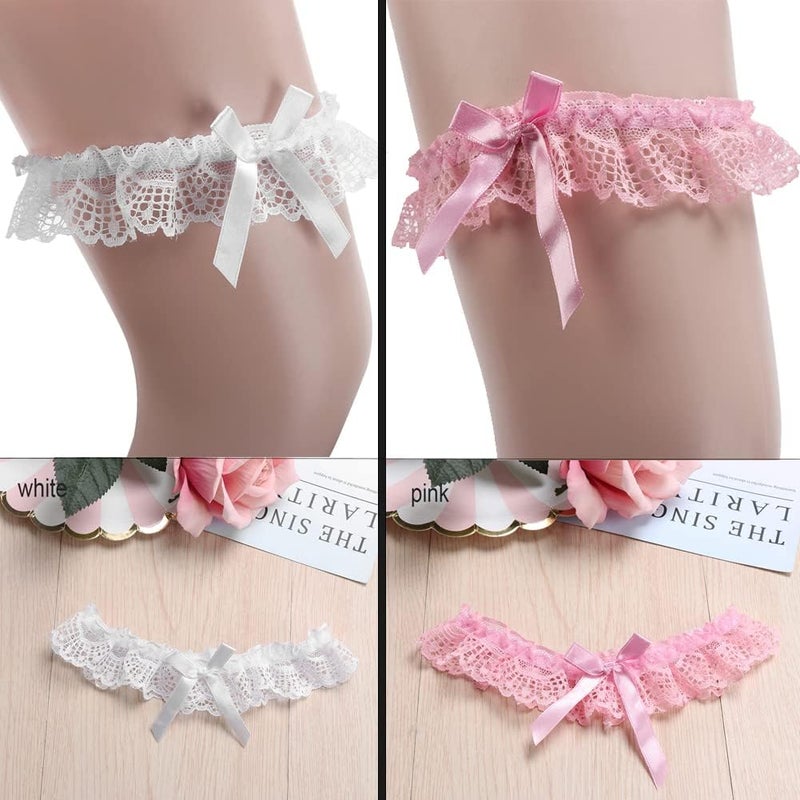 Lockban Lace Wedding Garter Bridal Lace Bowknot Garter Ribbon Belt Leg Ring for Women Girls Favor - Image 3